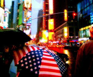 雨の Times Square